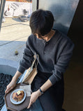 Cash Like Collar Button Cardigan Knit