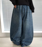 [Unisex] Melnew Snap Button Denim Banding Wide Pants