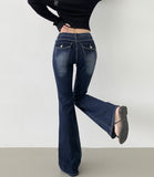 Cooling Low Rise Back Pocket Span Bootcut Denim Pants
