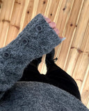Moin wool V-neck loose button long sleeve knit