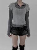Mary Square Fur Knit Short Sleeve