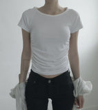 Cello Shirred Round Short Sleeve Tee