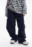 Smooth corduroy pintuck wide pants