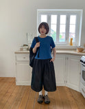[unisex] Whiyo Keyring Raw Denim Banding Bermuda Pants
