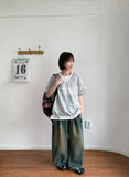 Beple Snap Button Banding Denim Balloon Wide Pants