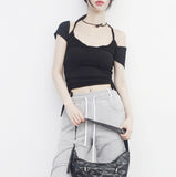 Faroan String Shirring Cropped T-shirt