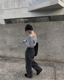 Head Black Blue Pintuck Wide Denim Pants