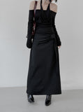 Striped knot long skirt
