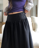 Huring Double Button Balloon Midi Skirt