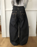 Robu Classic Buckle Wide Denim Pants