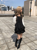 Lotte Dot Frill Ribbon Slim Short Sleeve Blouse