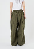 Balloon wide big cargo pocket banding pants