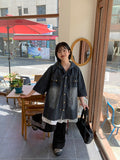 [unisex] Ryuhu Vintage Denim Hood Short Sleeve Shirt