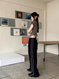 Evel Side Line Wide Long Two-Way Jogger Pants