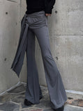 Ribbon Shirring Bootcut Pants