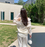 Vacation Summer Strap Sleeveless Loose Fit Shirt Set