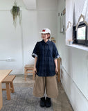 [Unisex] Mebut Roll-Up Check Over Short Sleeve Shirt