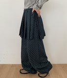 [BAONHAUS] Dendoru Ribbon Dot Raw Denim Pleats Wrap Skirt
