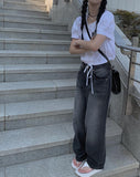 Toku Black Washing Wide Pants