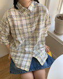 Peoto Check Over Wrinkle Shirt