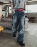 Binden Wash Damaged Wide Denim