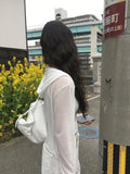 Kudo Button Hood See-Through Long Sleeve Cardigan