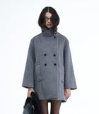 Riven high neck half coat