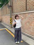 Megle Summer Track Color Matching Nylon Skirt Pants