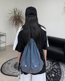 Ker pleats Glossy string backpack