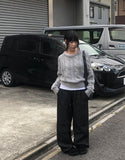 Iu Denim Pintuck Wide Banding Pants