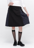 Side bow pleats midi skirt