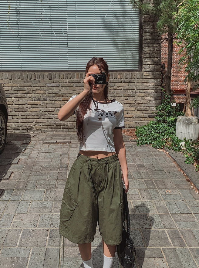 【U LAN】Pumpkin Pintuck Balloon Diagonal Cargo Pants U LAN (ユーラン) - パンプキンピンタックバルーンダイアゴナル