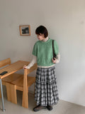 Tonbo Banding Check Frill Tiered Long Skirt