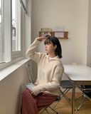 Loven two-way mix knit zip-up cardigan