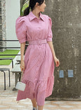 Tuto Stripe Puff Shirt One Piece (Belt Set)