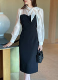 Melage Chiffon Color Matching Tie H-Line One Piece