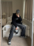 Wide cargo denim pants