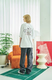 Heart Monkey Embroidery Short Sleeve T-shirt