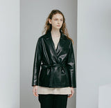 Lambskin Overfit Single Stand Jacket Woman