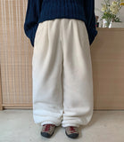 [unisex] Toemi banding string fleece brushed carpender wide pants