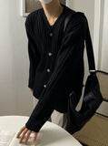 Moss V-neck ribbed cardigan