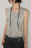 FRILL SHIRRING SLEEVELESS