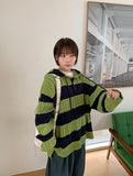 [unisex] Araki Stripe Cable Hood Warmer Knit