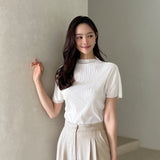 Prina Pleated Half Neck Blouse