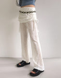 chibbon punching see-through shirring skirt bootcut pants
