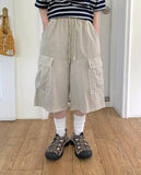 [unisex] Melu Pigment Banding Bermuda Cargo Pants