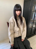 [unisex] Kamba Pocket Collar Cable Knit Zip-Up