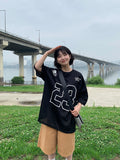 [unisex] Hirom Mesh Sporty Lettering Over Short Sleeve Tee