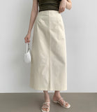 Back Zipper Slit H-line Long Skirt