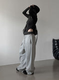 (Unisex) Sagging Color Matching Casual Sweatpants